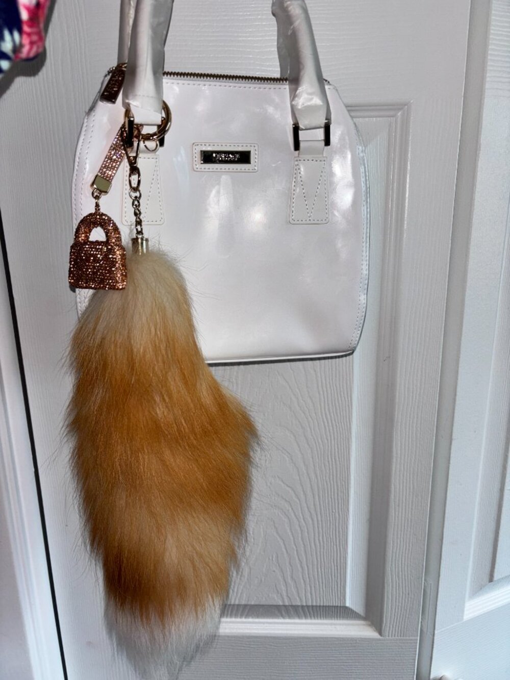 NWT Versace White Satchel + Fox Tail Charm Dust Bag Purse (Authentication) - Picture 6 of 14
